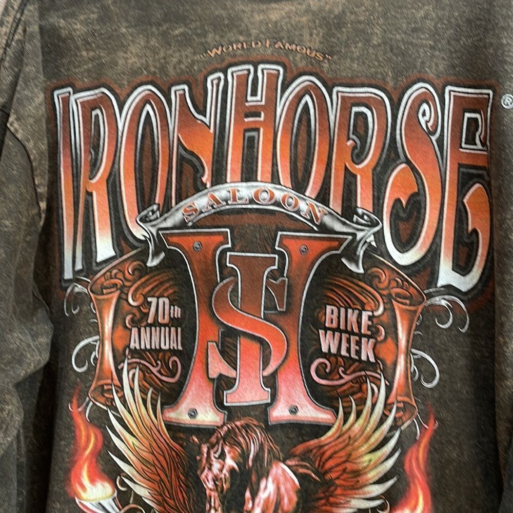 IRONHORSE SALOON 2011 BIKE WEEK GRAPHIC TSHIRT IN BROWN - Picture 7 of 8